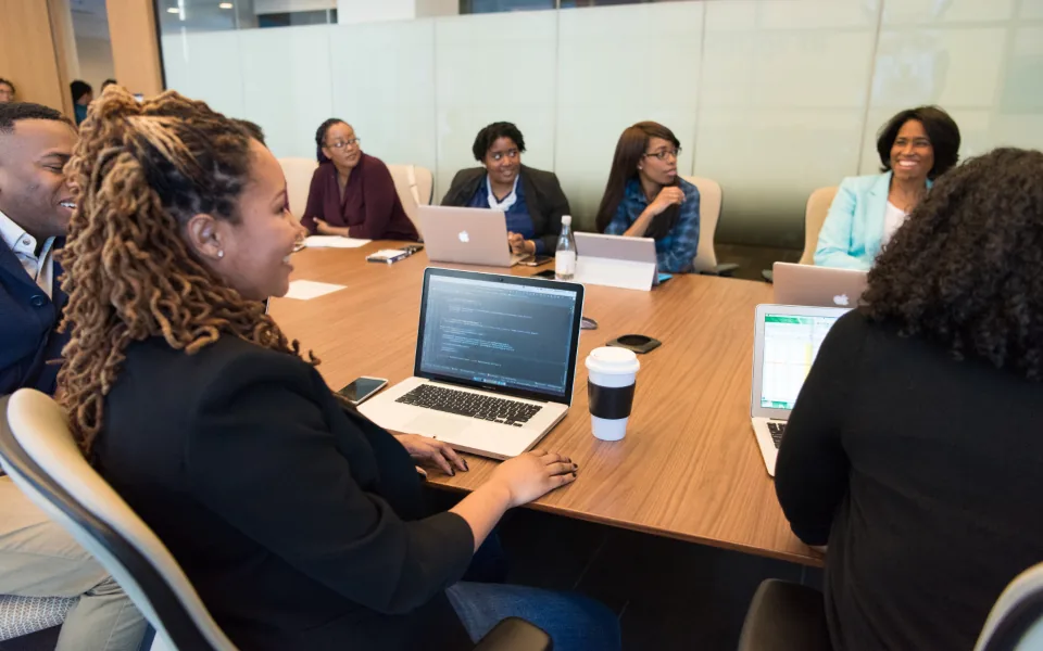 Local business team planning their online review management routine